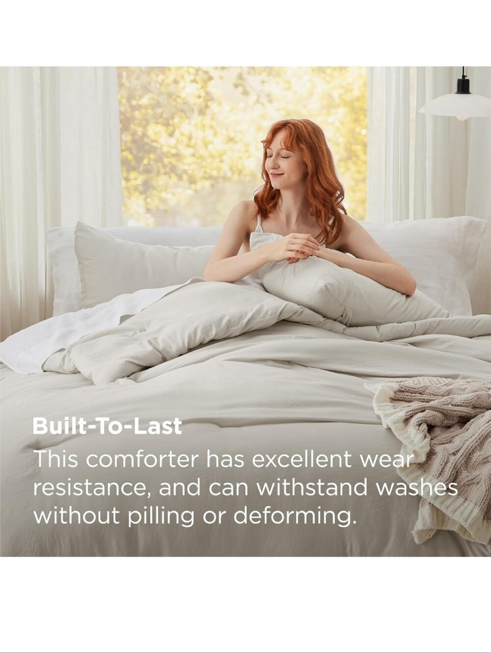Bedsure Oversized King Comforter Set Soft Prewashed for All Season Beige 3 Piece - Picture 2 of 12